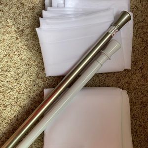 2 sheer and 2 solid white curtains, 2 tension rods